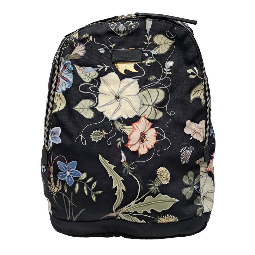 Gucci Floral Pattern Black Backpack Nylon - image 2
